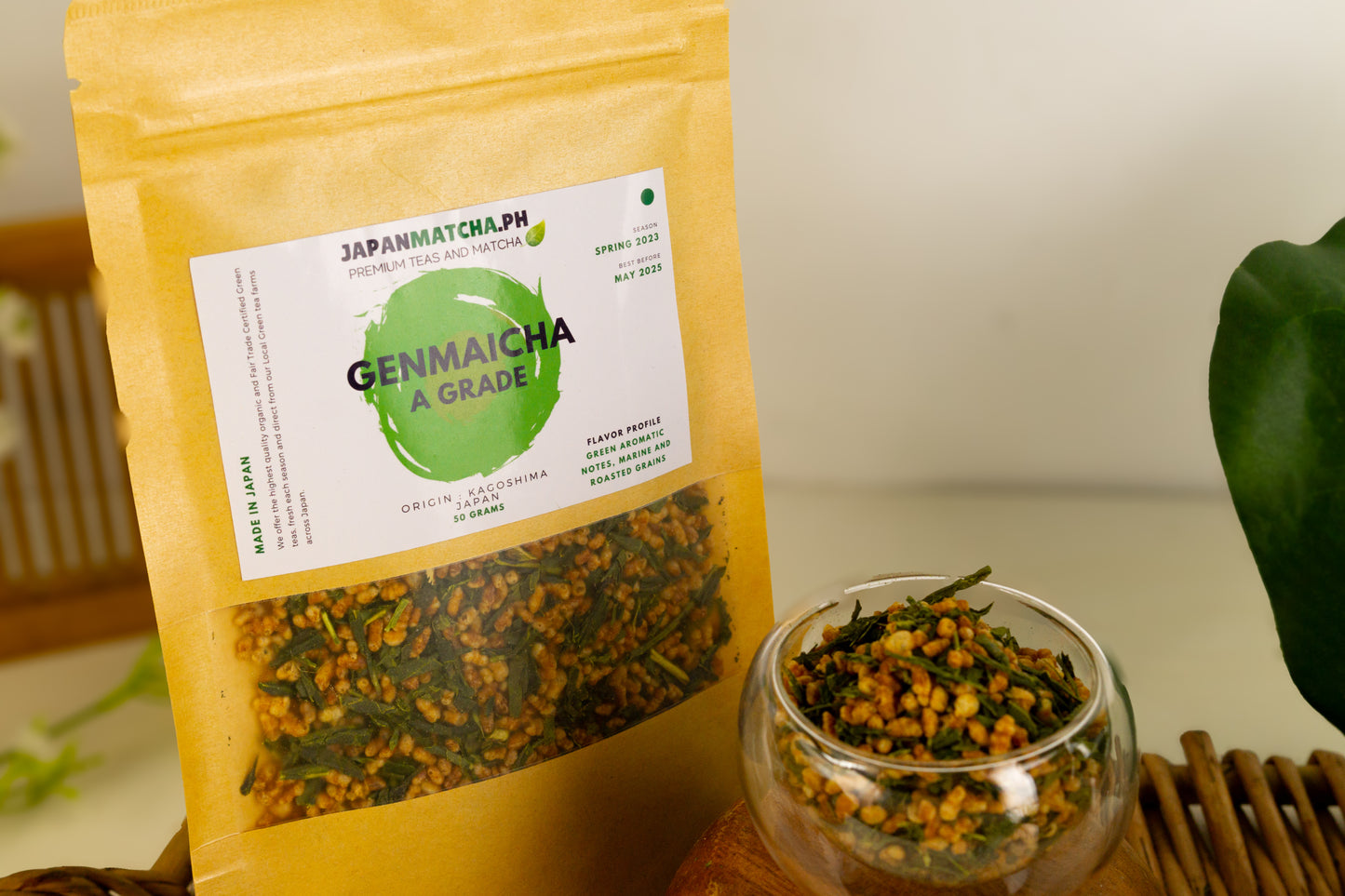 Genmaicha from Kagoshima, Japan Japanese Green Tea (S&A Grade) Loose Leaf